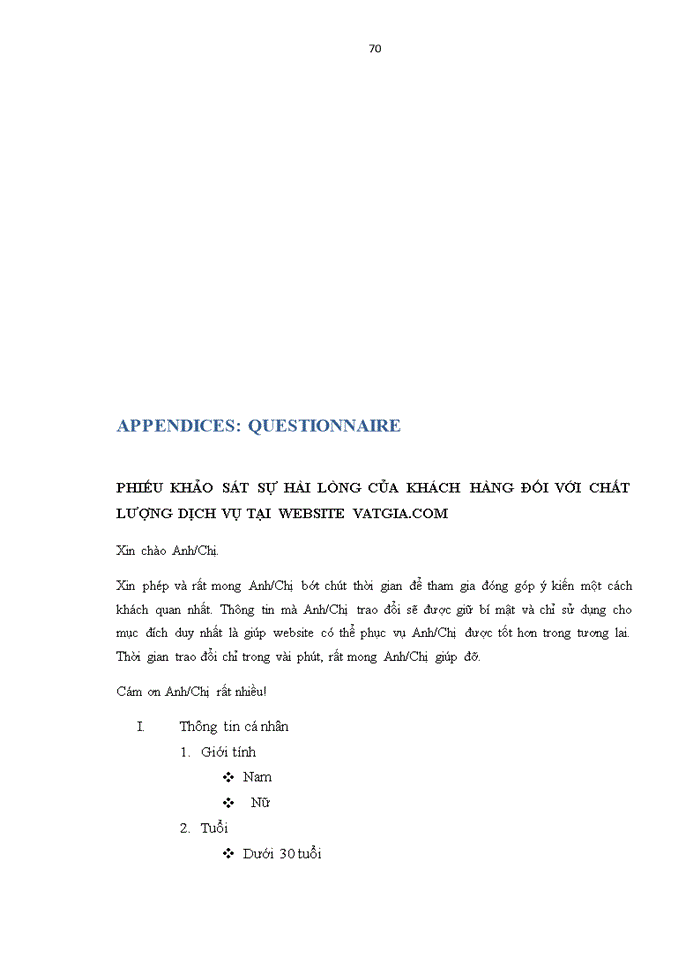 image for page Evaluating customer satisfaction among marketing strategy of website vatgia.com