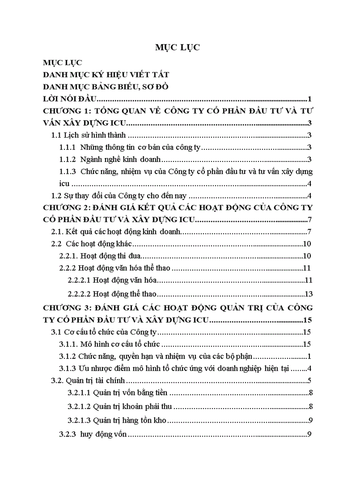 Báo cáo thực tập tổng hợp tại công ty cổ phần đầu tư và tư vấn xây dựng icu