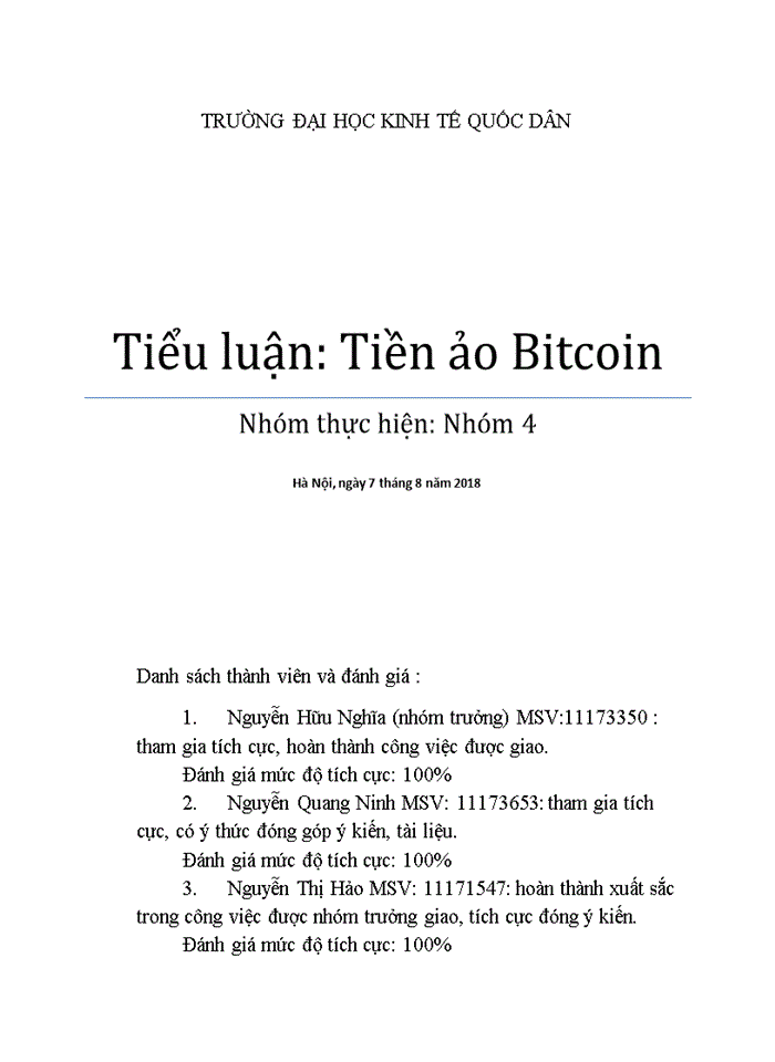 Tiểu luận: Tiền ảo Bitcoin