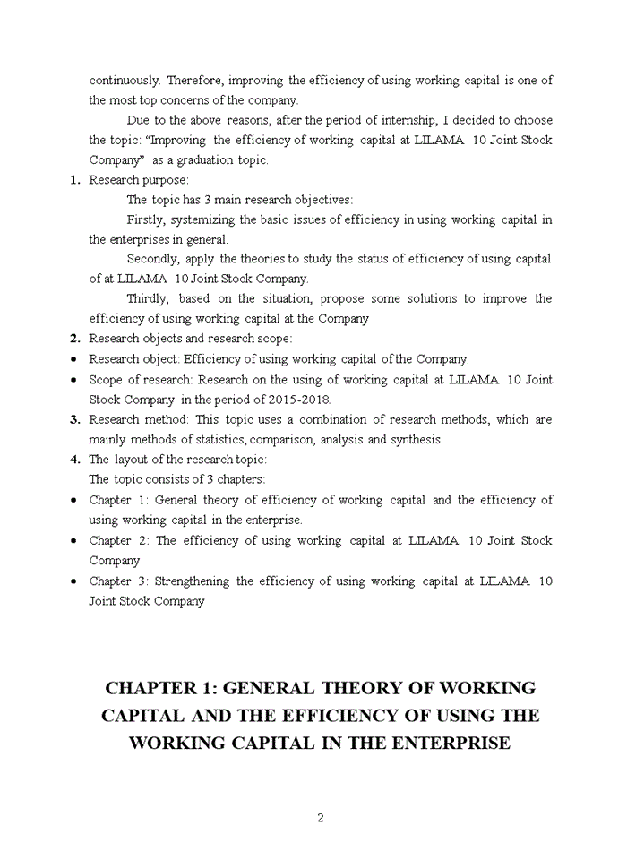 image for page Improving the efficiency of working capital at lilama 10 joint stock company