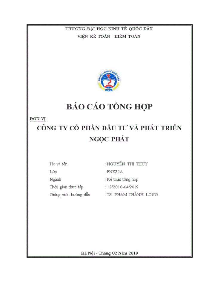 Một số đánh giá về tình hình tổ chức hạch toán kế toán tại Công ty cổ phần Đầu tư và phát triển Ngọc Phát.