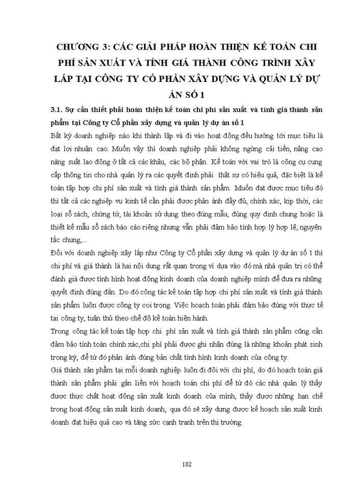 image for page Các giải pháp hoàn thiện kế toán chi phí sản xuất và tính giá thành công trình xây lắp tại công ty cổ phần xây dựng và quản lý dự án số 1