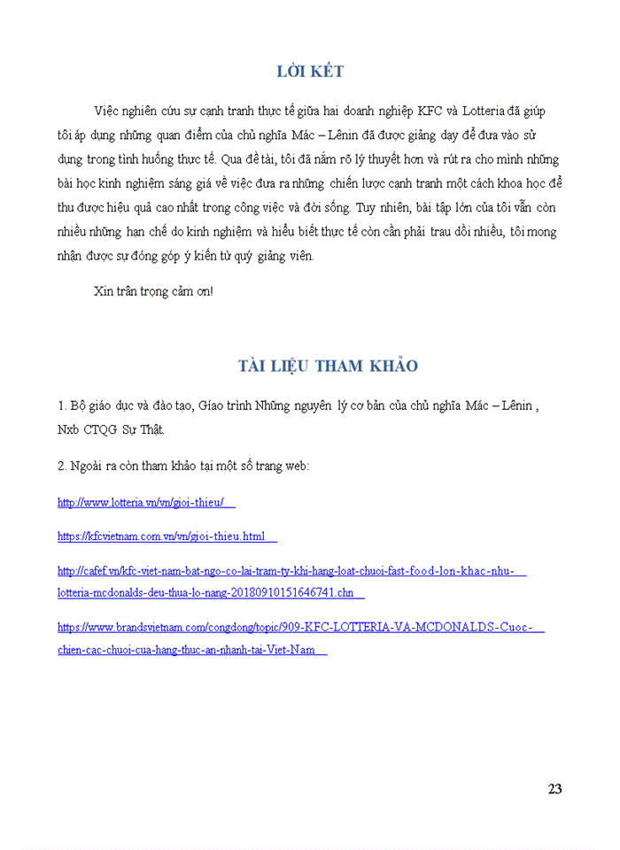 image for page Vận dụng quan điểm của chủ nghĩa Mác – Lênin phân tích cạnh tranh giữa KFC và LOTTERIA