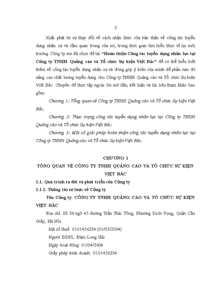 image for page Hoàn thiện công tác tuyển dụng nhân lực tại công ty tnhh quảng cáo và tổ chức sự kiện việt bắc