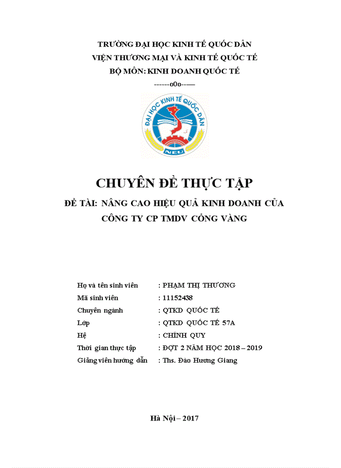 image for page Nâng cao hiệu quả kinh doanh của Công ty CP TMDV Cổng Vàng