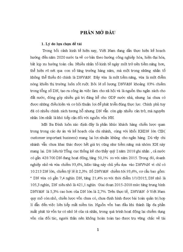 image for page Thực trạng phát triển cho vay doanh nghiệp vừa và nhỏ tại ngân hàng TMCP Quân đội Việt Nam – chi nhánh Ba Đình