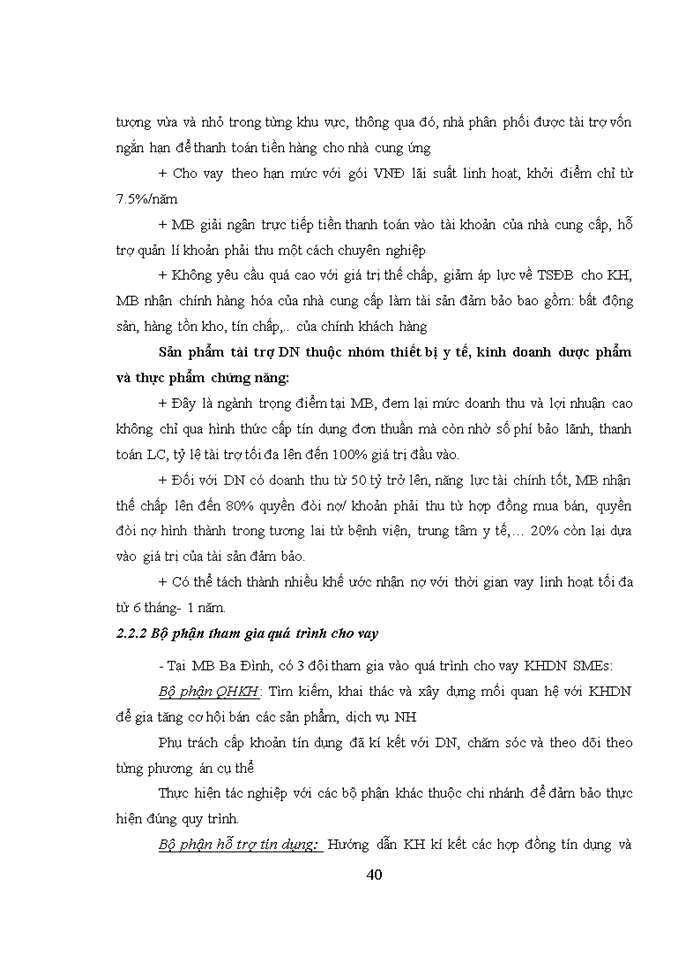 image for page Thực trạng phát triển cho vay doanh nghiệp vừa và nhỏ tại ngân hàng TMCP Quân đội Việt Nam – chi nhánh Ba Đình