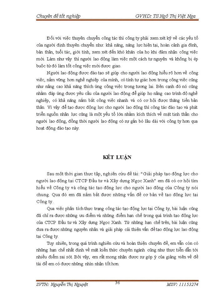 image for page Giải pháp tạo động lực lao động tại Công ty Cổ phần Đầu tư và Xây dựng Ngọc Xanh