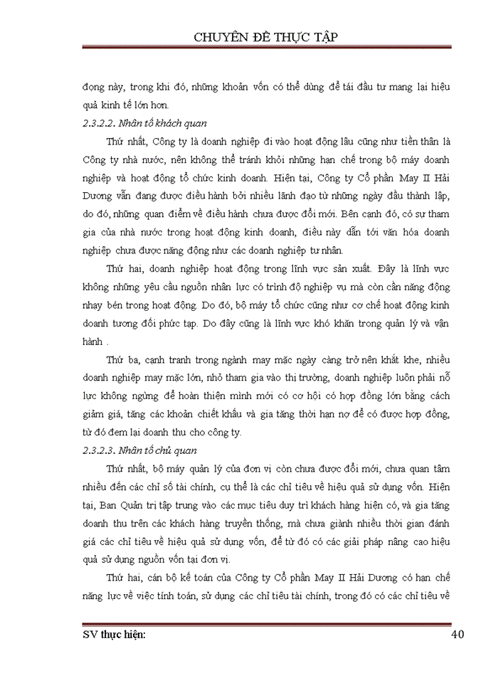 image for page Nâng cao hiệu quả sử dụng vốn tại Công ty Cổ phần May II Hải Dương