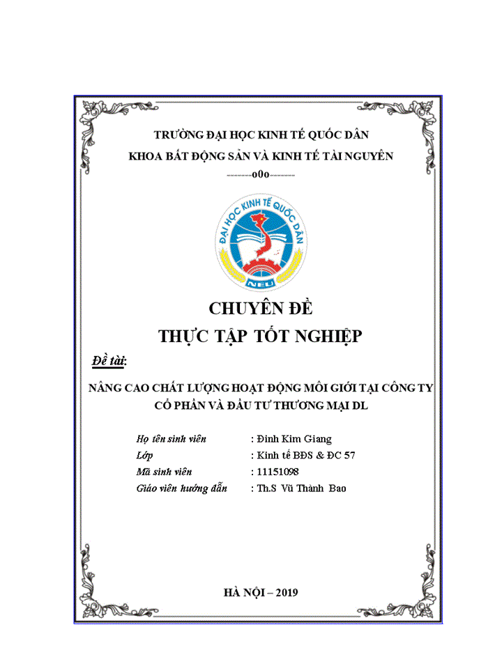 image for page Nâng cao chất lượng hoạt động môi giới bất động sản tại công ty cổ phần và đầu tư thương mại DL