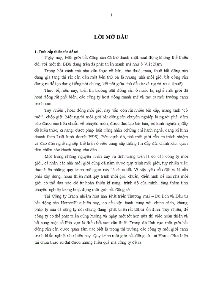 image for page Hoàn thiện quy trình môi giới bất động sản tại công ty TNHH Phát triển Thương mại – Du lịch và Đầu tư bất động sản HomesPlus
