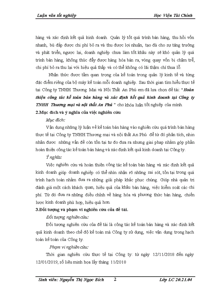 image for page Hoàn thiện công tác kế toán bán hàng và xác định kết quả kinh doanh tại Công ty TNHH Thương mại và nội thất An Phú