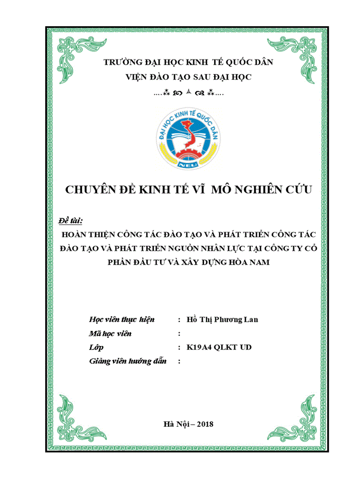 image for page Hoàn thiện công tác đào tạo và phát triển nguồn nhân lực tại Công ty Cổ phần đầu tư và xây dựng Hòa Nam