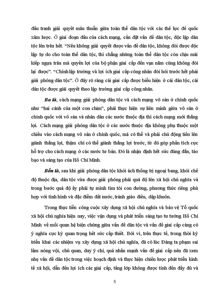 image for page Phân tích quan điểm của Hồ Chí Minh về mồi quan hệ giữa giai cấp và dân tộc. Liên hệ với tình hình thực tiễn Việt Nam hiện nay
