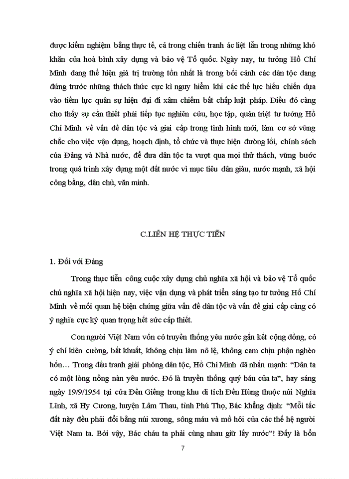 image for page Phân tích quan điểm của Hồ Chí Minh về mồi quan hệ giữa giai cấp và dân tộc. Liên hệ với tình hình thực tiễn Việt Nam hiện nay