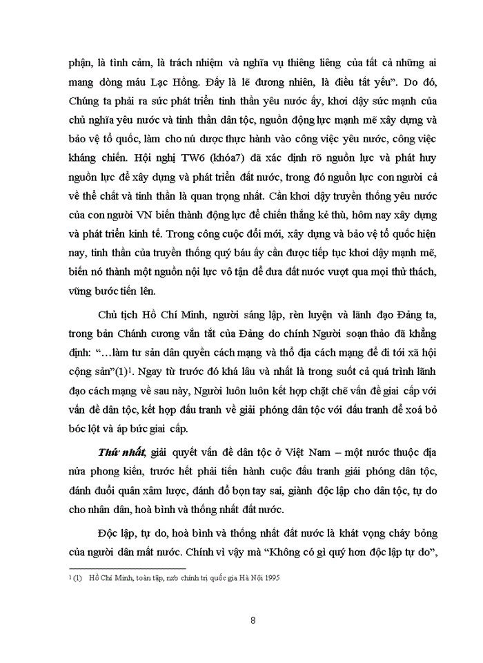 image for page Phân tích quan điểm của Hồ Chí Minh về mồi quan hệ giữa giai cấp và dân tộc. Liên hệ với tình hình thực tiễn Việt Nam hiện nay