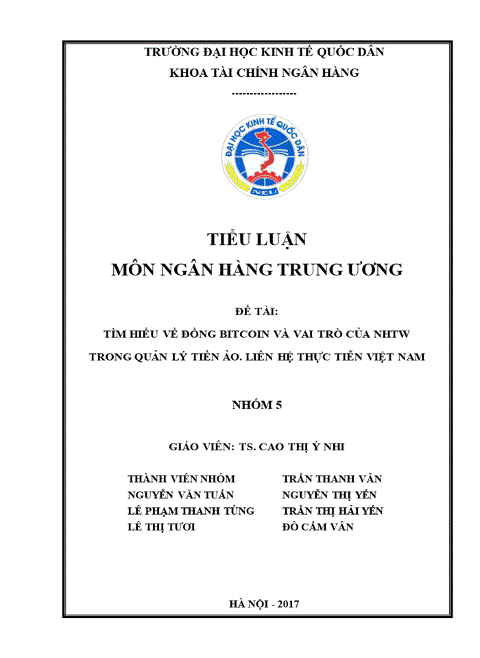 image for page Tìm hiểu về đồng bitcoin và vai trò của NHTW trong quản lý tiền ảo. liên hệ thực tiễn việt nam