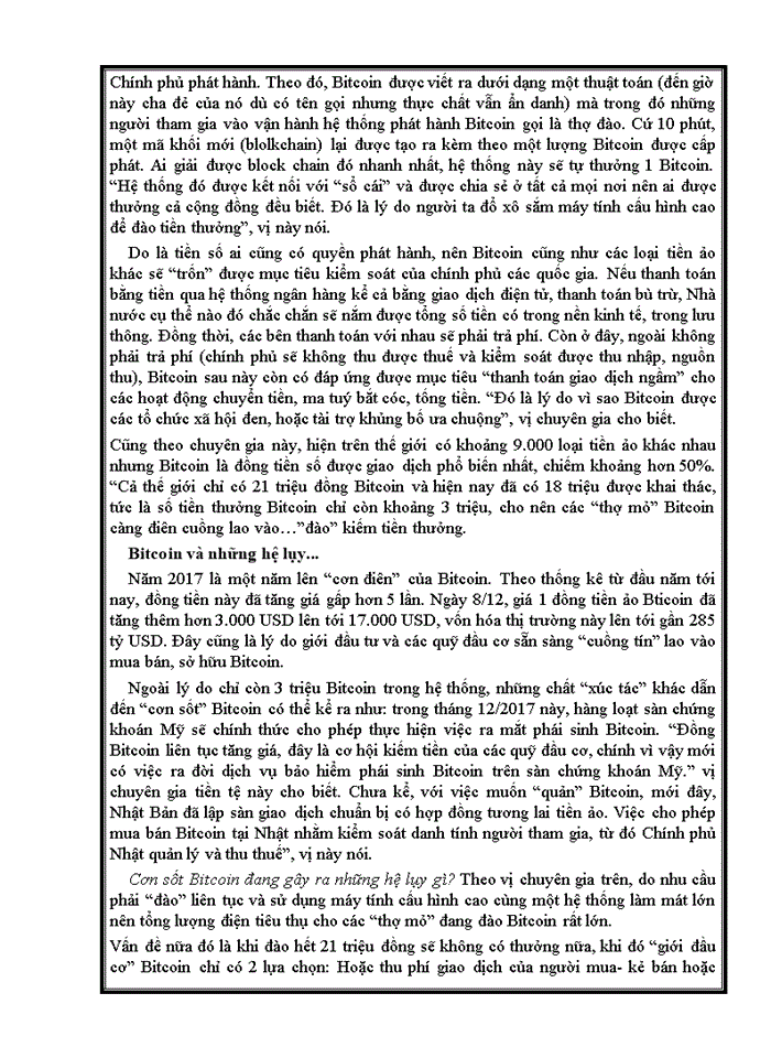 image for page Tìm hiểu về đồng bitcoin và vai trò của NHTW trong quản lý tiền ảo. liên hệ thực tiễn việt nam