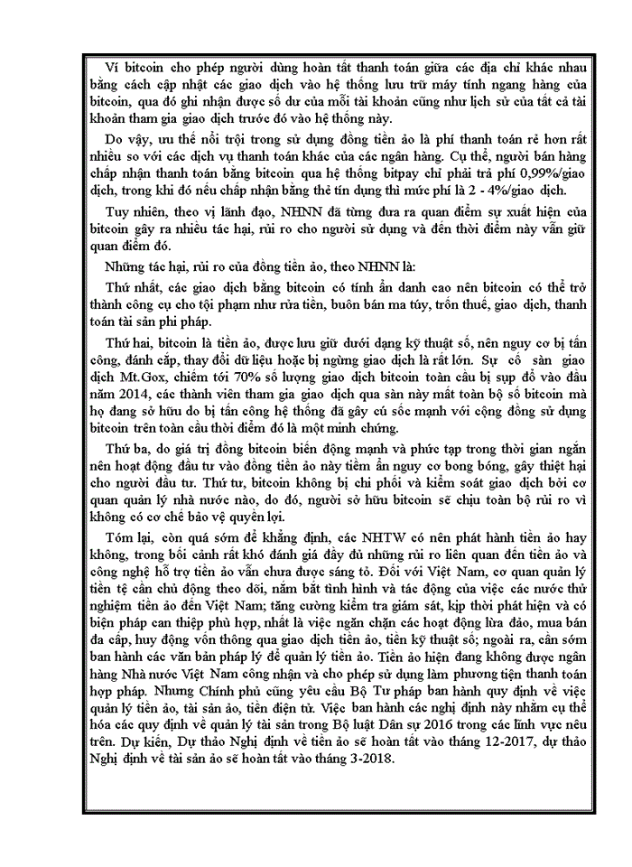 image for page Tìm hiểu về đồng bitcoin và vai trò của NHTW trong quản lý tiền ảo. liên hệ thực tiễn việt nam
