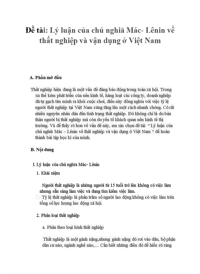 image for page Lý luận của chủ nghiã Mác- Lênin về thất nghiệp và vận dụng ở Việt Nam