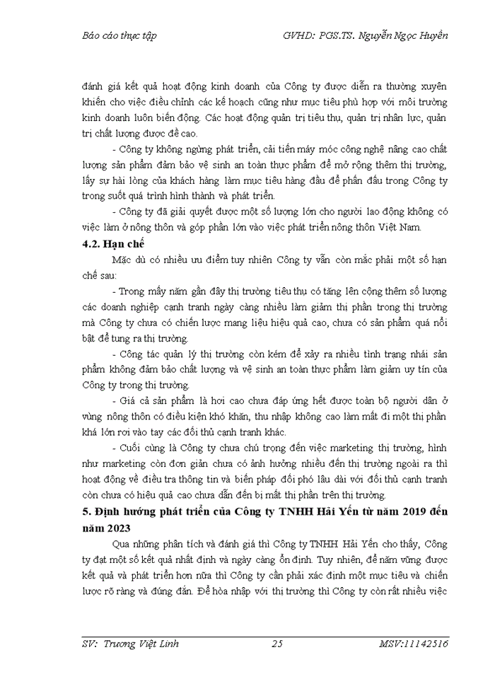 image for page Ưu điểm và hạn chế chủ yếu trong hoạt động kinh doanh và quản trị kinh doanh của Công ty TNHH Hải Yến
