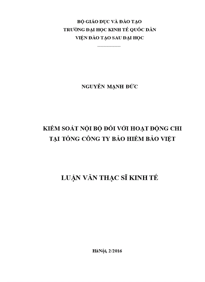image for page Kiểm soát nội bộ đối với hoạt động chi tại tổng công ty bảo hiểm Bảo Việt