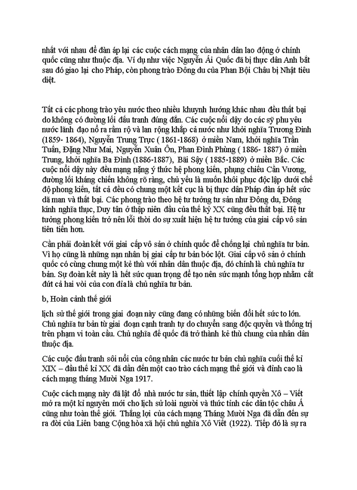 image for page Phân tích luận điểm sau của Hồ Chí Minh: “ Muốn cứu nước và giải phóng dân tộc không còn con đường nào khác con đường cách mạng vô sản”