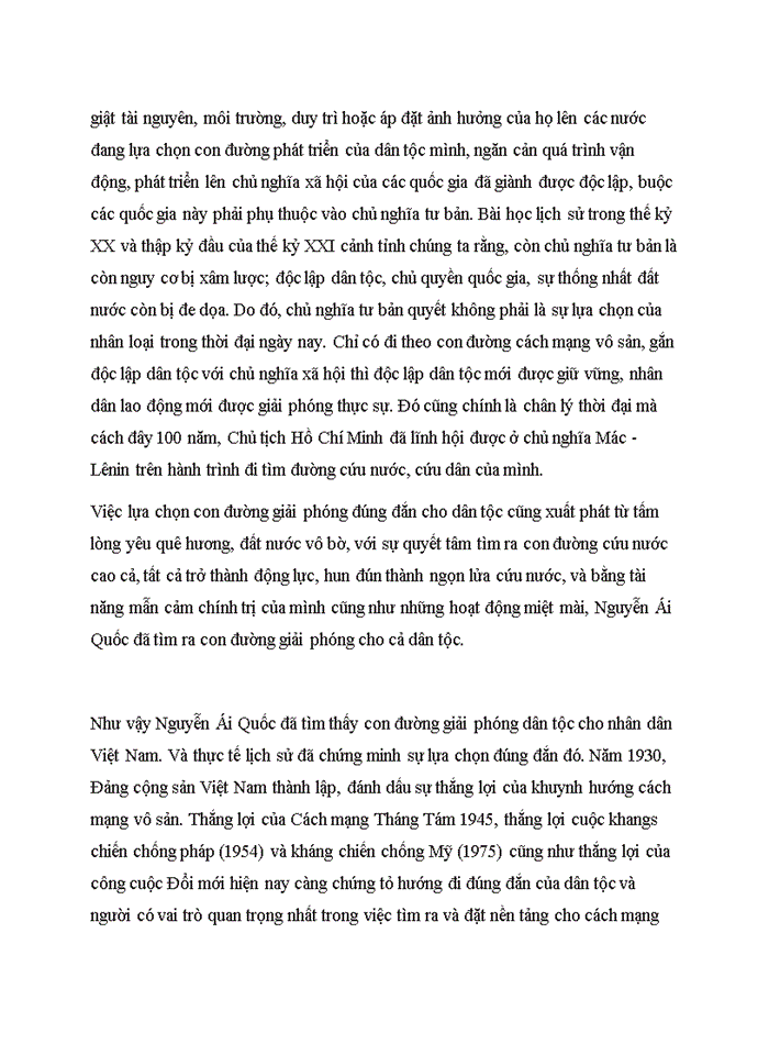 image for page Phân tích luận điểm sau của Hồ Chí Minh: “ Muốn cứu nước và giải phóng dân tộc không còn con đường nào khác con đường cách mạng vô sản”