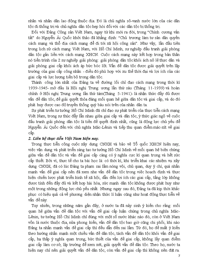 image for page Phân tích quan điểm của Hồ Chí Minh về quan hệ giữa giai cấp và dân tộc. Liên hệ thực tiễn Việt Nam hiện nay.
