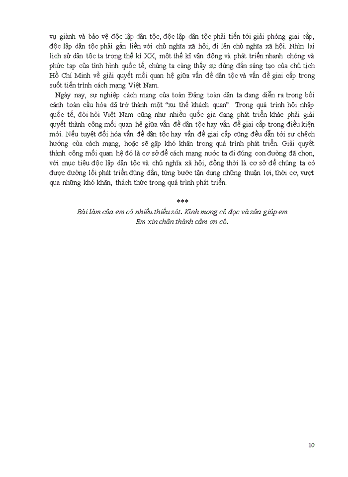 image for page Phân tích quan điểm của Hồ Chí Minh về quan hệ giữa giai cấp và dân tộc. Liên hệ thực tiễn Việt Nam hiện nay.