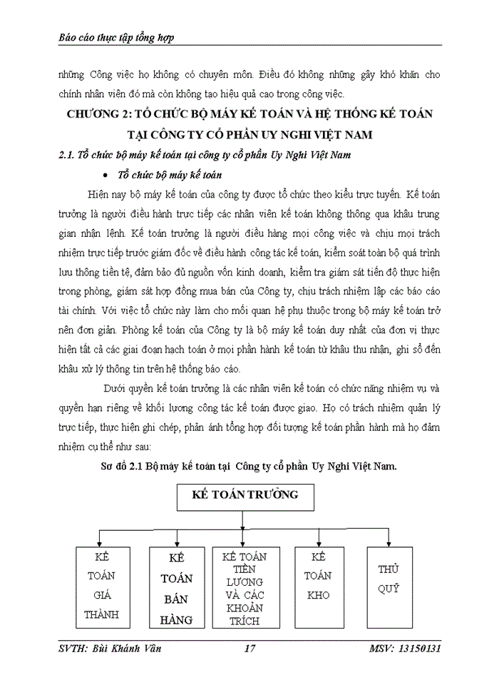 image for page Đánh giá về tình hình tổ chức hạch toán kế toán tại công ty cổ phần uy nghi việt nam