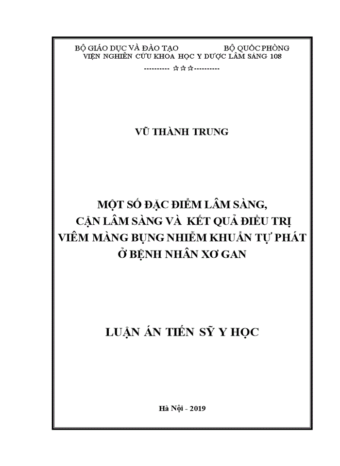 image for page Một số đặc điểm lâm sàng, cận lâm sàng và kết quả điều trị viêm màng bụng nhiễm khuẩn tự phát ở bệnh nhân xơ gan
