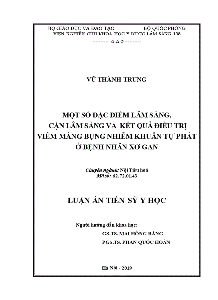 Một số đặc điểm lâm sàng, cận lâm sàng và kết quả điều trị viêm màng bụng nhiễm khuẩn tự phát ở bệnh nhân xơ gan