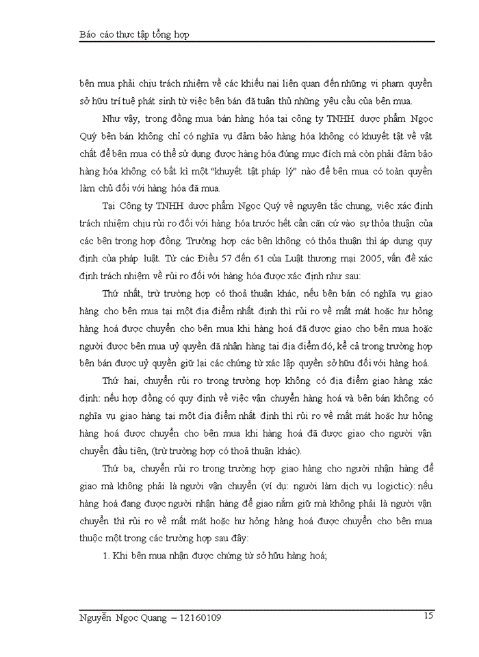 image for page Pháp luật về hợp đồng mua bán hàng hóa và thực tiễn giao kết, thực hiện  tại công ty trách nhiệm hữu hạn dược phẩm Ngọc Quý