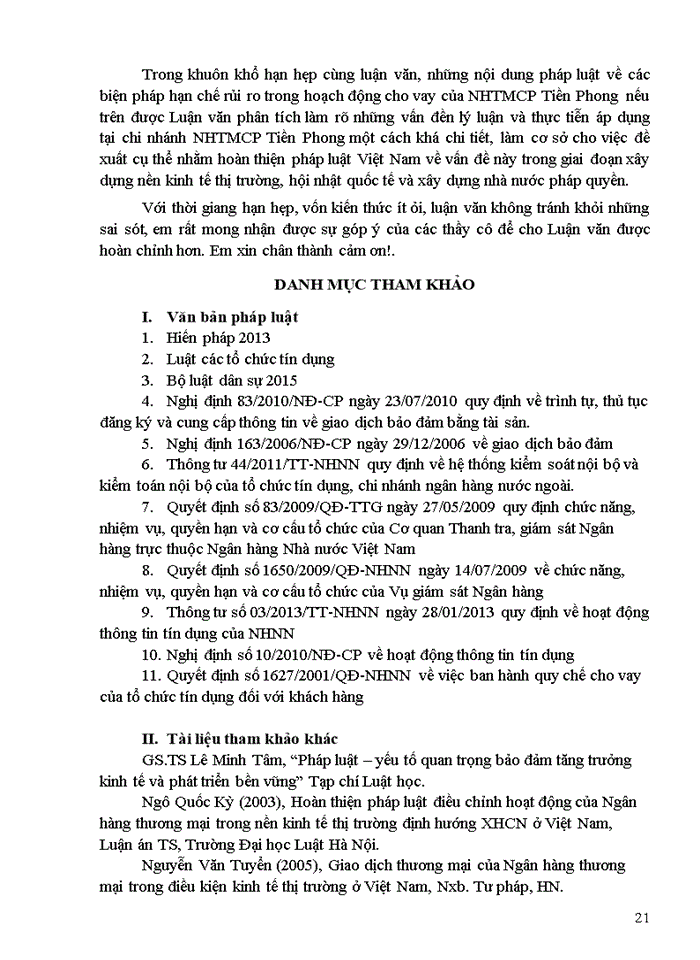 image for page Pháp luật về phòng ngừa rủi ro tín dụng trong hoạt động ngân hàng và thực trạng quản lý rủi ro tín dụng tại Ngân hàng TMCP Tiền Phong- Chi nhánh Hoàn Kiếm