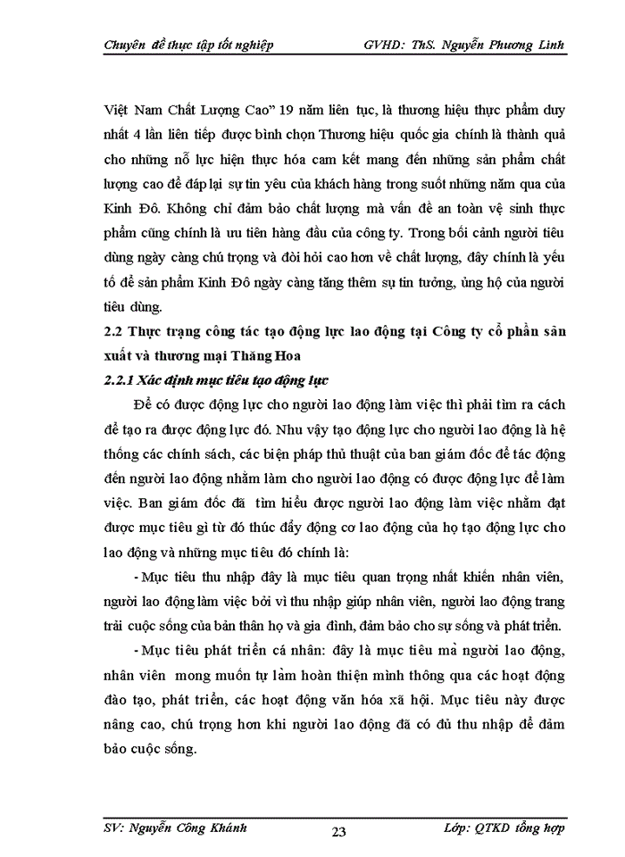 image for page Công tác tạo động lực cho người lao động tại Công ty cổ phần sản xuất và thương mại Thăng Hoa