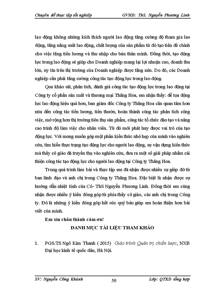 image for page Công tác tạo động lực cho người lao động tại Công ty cổ phần sản xuất và thương mại Thăng Hoa