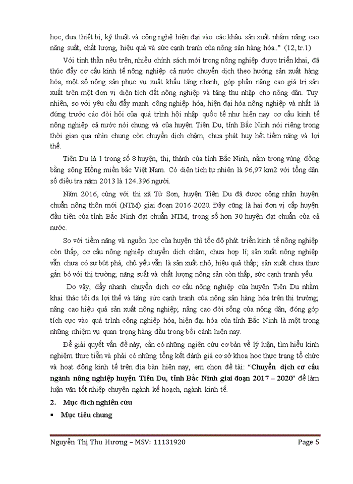 image for page Chuyển dịch cơ cấu ngành nông nghiệp huyện Tiên Du, tỉnh Bắc Ninh giai đoạn 2017 – 2020