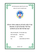 Mô tả, nhận xét, đề xuất ý kiến về việc khai thác các giá trị ẩm thực Việt Nam tại khách sạn mà sinh viên thực tập 1