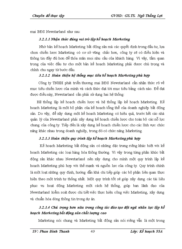 image for page Hoàn thiện công tác lập kế hoạch Marketing cho công ty TNHH phát triển thương mại Bất động sản Newstarland