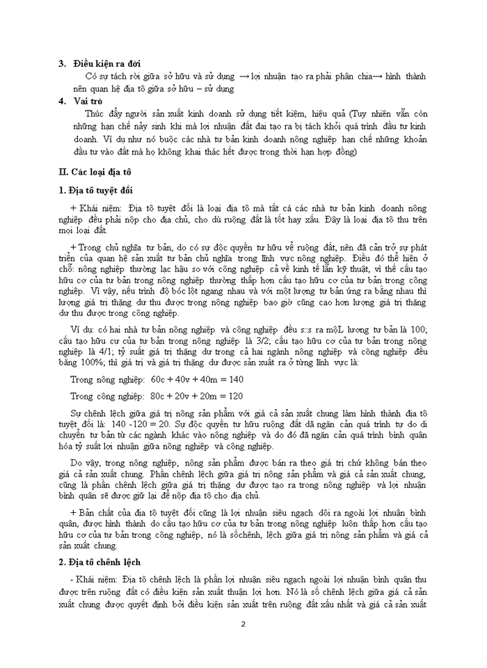 image for page Phân tích nguồn gốc và bản chất địa tô. Các loại địa tô chênh lệch 1, 2