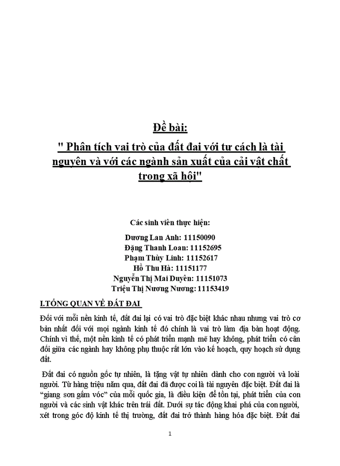 image for page Phân tích vai trò của đất đai với tư cách là tài nguyên và với các ngành sản xuất của cải vật chất trong xã hội