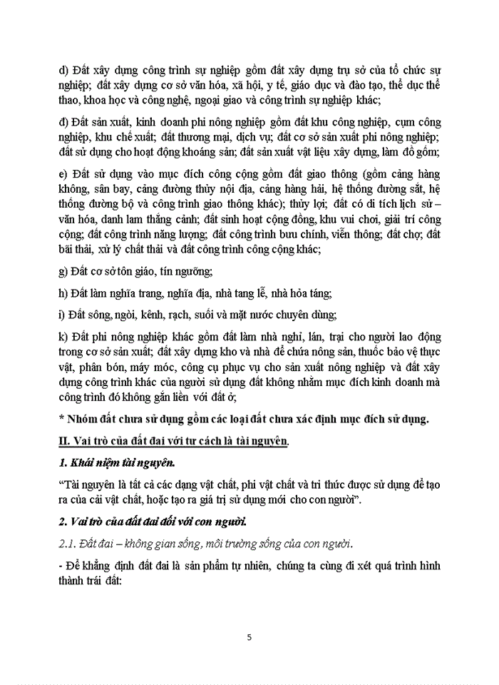 image for page Phân tích vai trò của đất đai với tư cách là tài nguyên và với các ngành sản xuất của cải vật chất trong xã hội