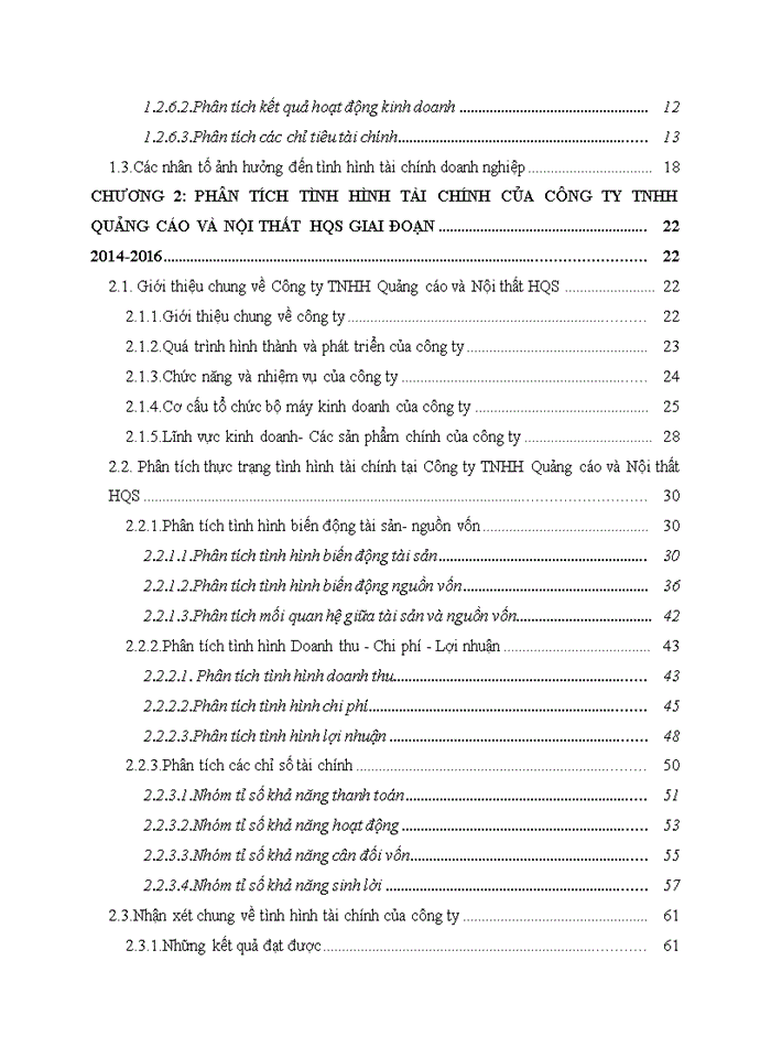 image for page Phân tích tình hình tài chính của công ty TNHH Quảng cáo và Nội thất HQS giai đoạn 2014-2016