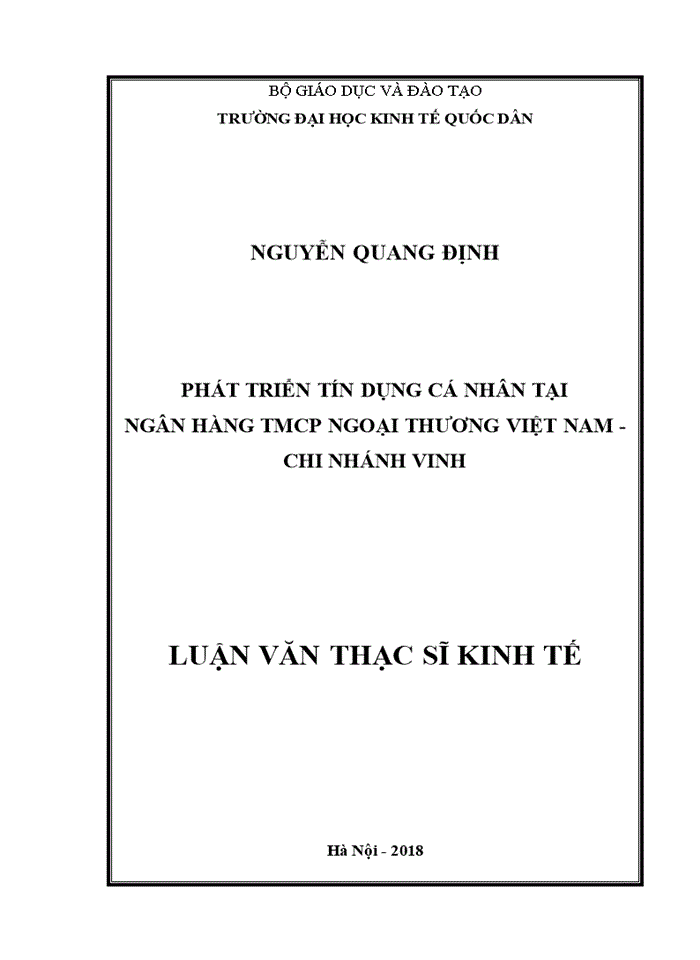 image for page Giải pháp phát triển tín dụng cá nhân tại Ngân hàng TMCP Ngoại thương Việt Nam - Chi nhánh Vinh