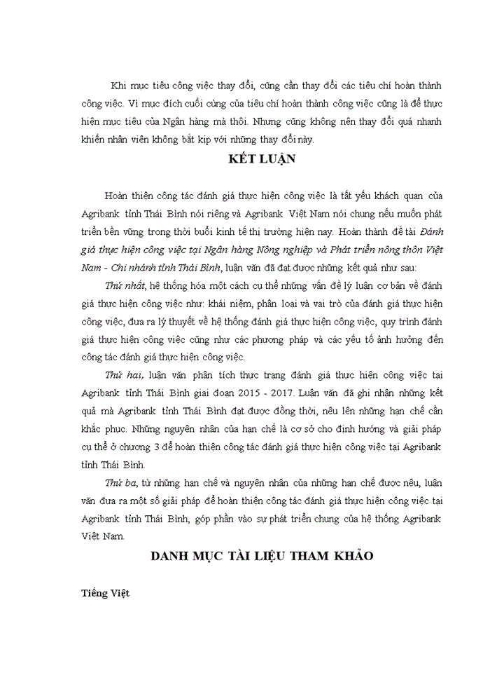 image for page Đánh giá thực hiện công việc tại Ngân hàng Nông nghiệp và Phát triển nông thôn Việt Nam - Chi nhánh tỉnh Thái Bình