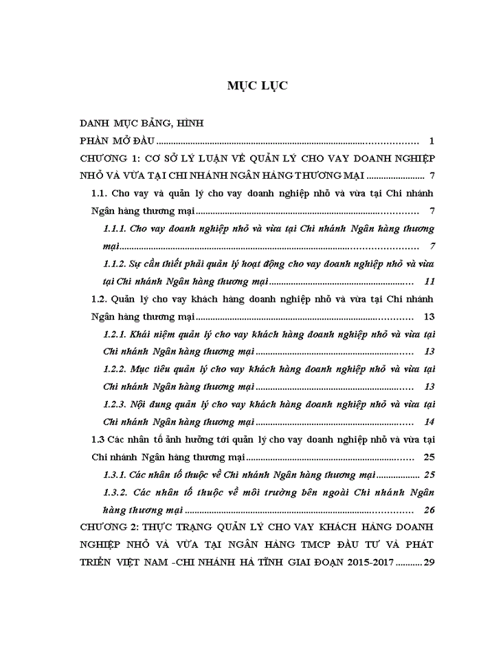 image for page Quản lý cho vay doanh nghiệp nhỏ và vừa tại Ngân hàng TMCP Đầu tư và Phát triển Việt Nam – chi nhánh Hà Tĩnh