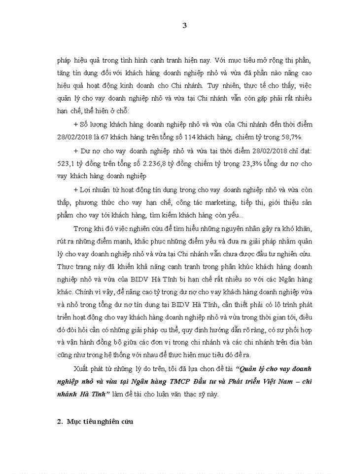 image for page Quản lý cho vay doanh nghiệp nhỏ và vừa tại Ngân hàng TMCP Đầu tư và Phát triển Việt Nam – chi nhánh Hà Tĩnh