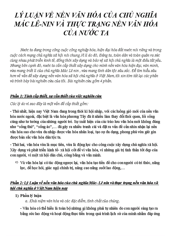 image for page Lý luận về nền văn hóa của chủ nghĩa mác lê-nin và thực trạng nền văn hóa của nước ta