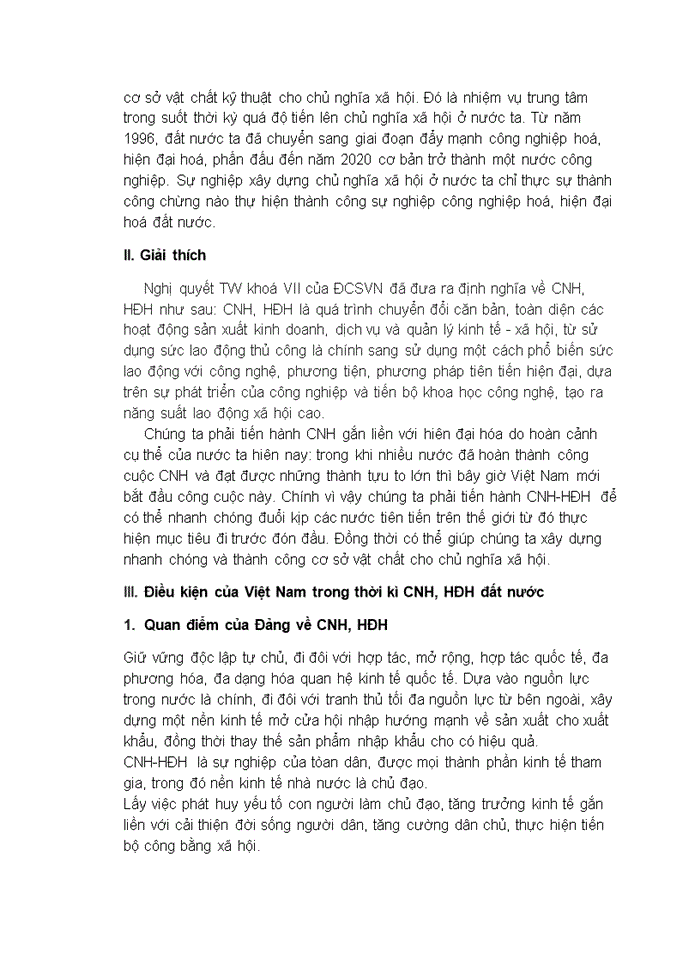image for page Điều kiện của Việt Nam trong thời kì CNH, HĐH đất nước